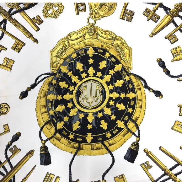 HERMES LES CLES Carre 90 Multicolor Silk 100% Scarf - Picture 4 of 8